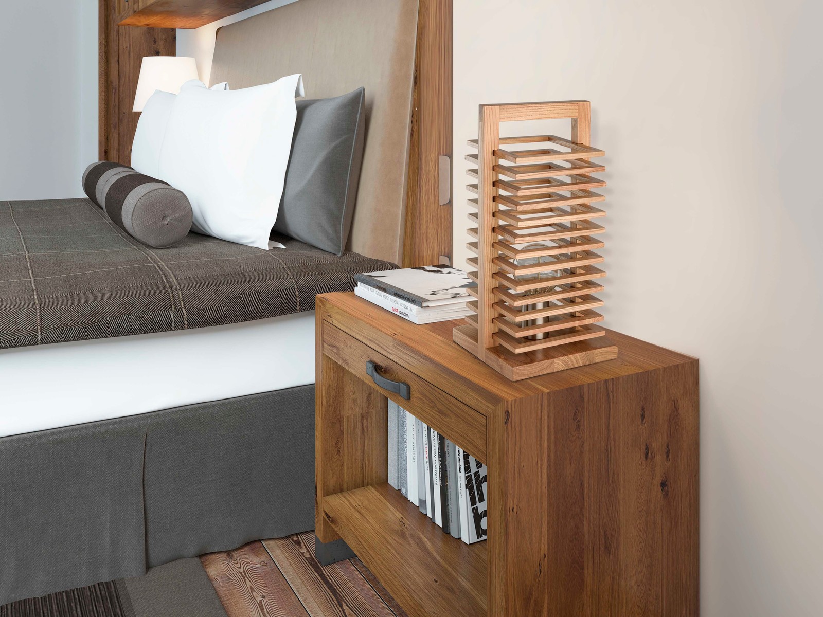 Эко лампа в спальне в скандинавском стиле