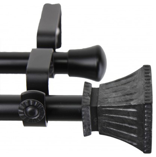 Rod Desyne Window Decorative Trumpet Double Curtain Rod Black