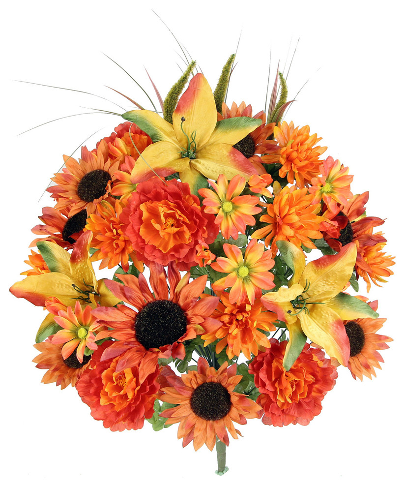 36 Stems Lily, Peony, Sunflower, Daisy, Mum Greenery, Coffee Mix