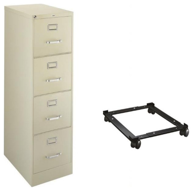 2 Piece Vertical Letter File and Adjustable Mobile File Caddy Contemporary Filing