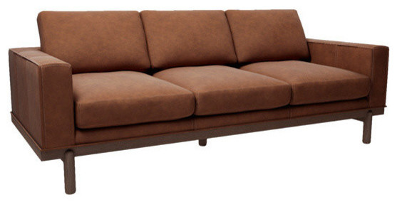 Cantor 84" Leather Sofa, Finish: Shiitake, Leather: Midnight