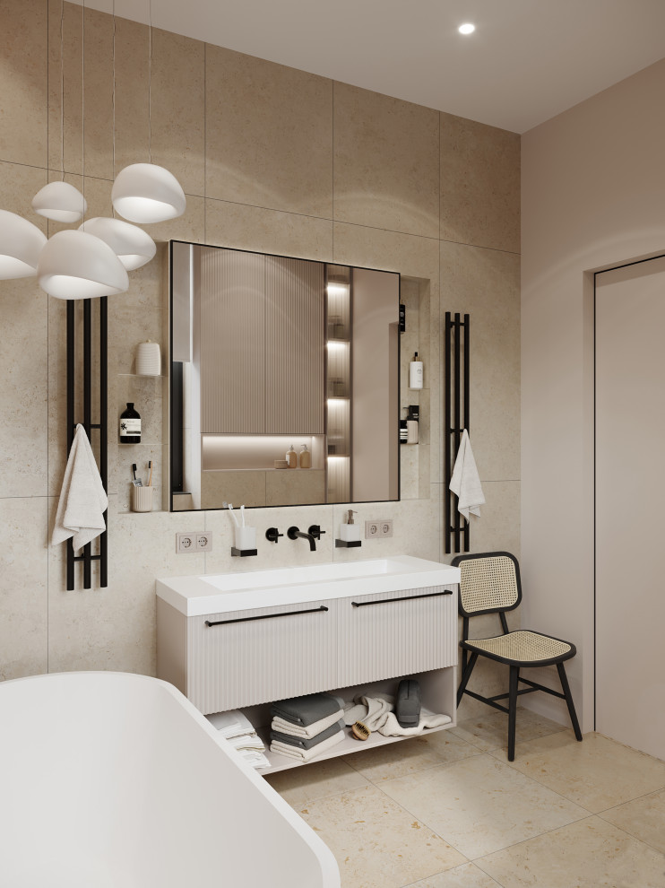 Дизайн интерьера мастер-ванной в загородном доме