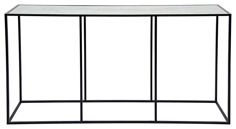 Noir Metal And Antiqued Mirror Convention Sofa Table GCON233MTB
