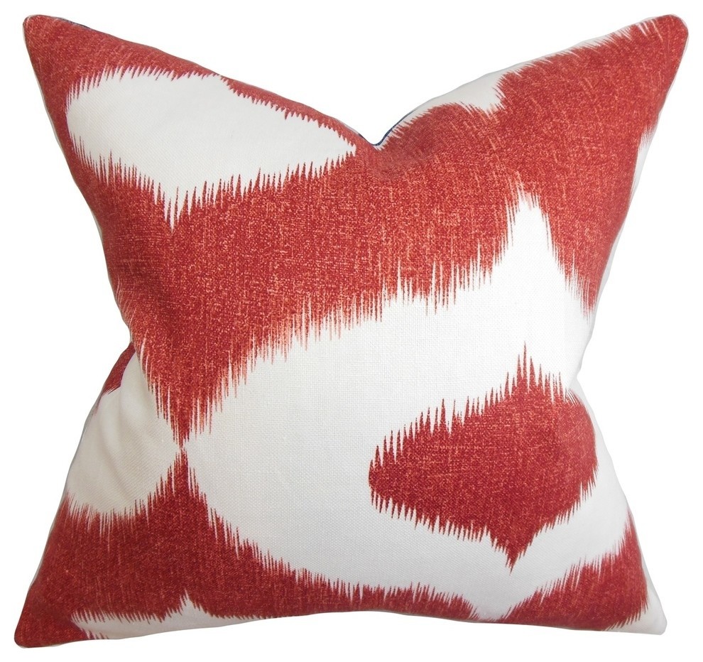 Leilani Ikat Pillow Cherry Red 18"x18"