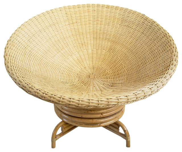 Raw Wicker Swivel Cone Chair