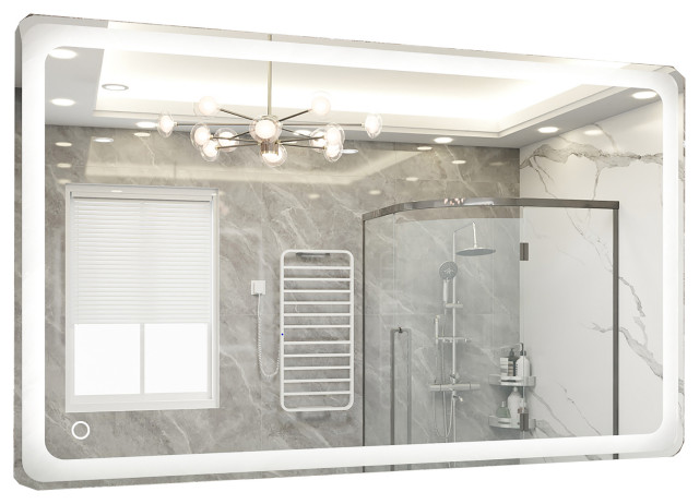Rectangular Frameless Dimmable Wall Mounted LED Bath Vanity Mirror, 52 ...