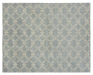 Scroll Tile Rug, 3x5', Porcelain Blue/Ivory