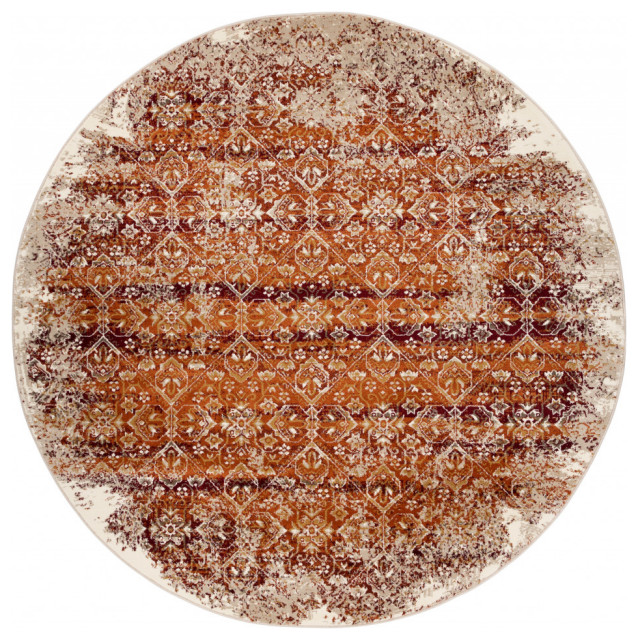 8' Rust Round Oriental Area Rug - Contemporary - Area Rugs - by ...