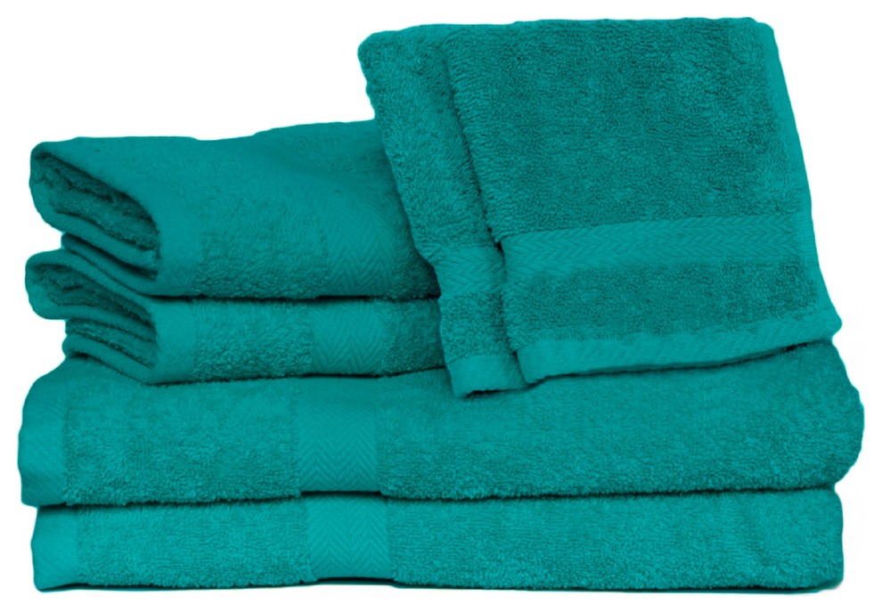 Deluxe 6Piece Cotton Terry Bath Towel Set Contemporary Bath Towels