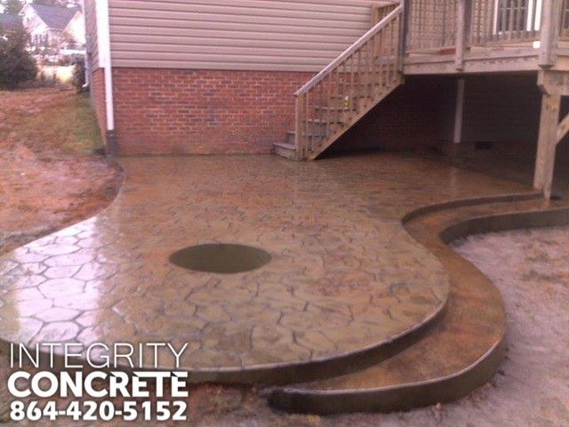 Stamped Concrete Patio With Fire Pit Traditional Patio