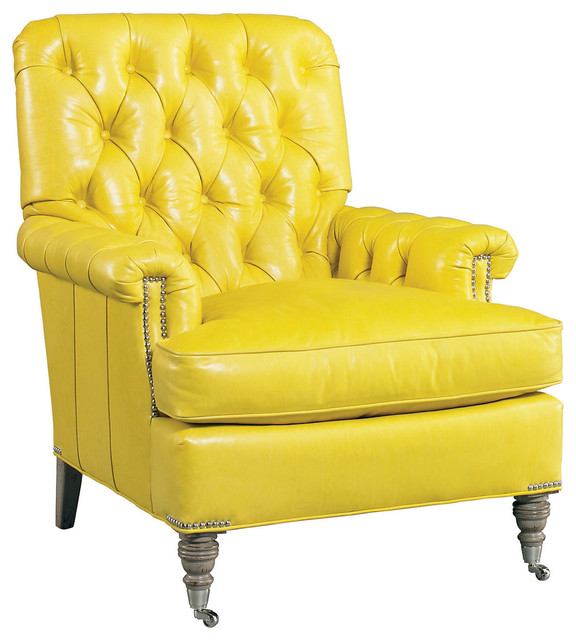 Palomino Tufted Leather Chair, Yellow