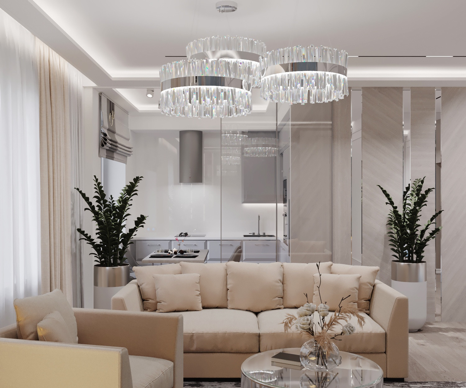 Гостиная-кухня-столовая