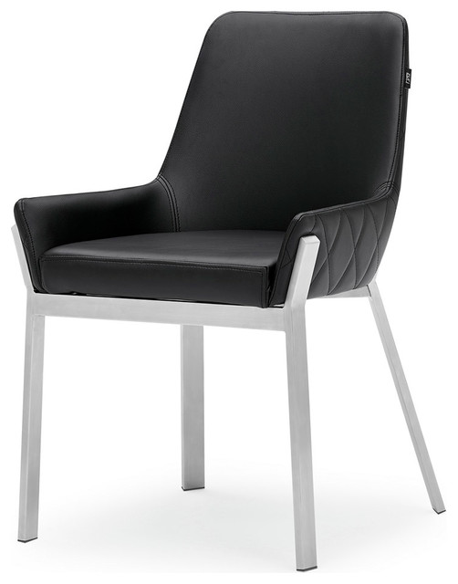 Sydney Leatherette Dining Chair With, Modern Dining Chairs Black Metal Legs