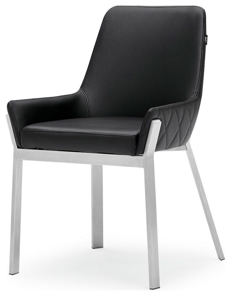 Sydney Leatherette Dining Chair With Brushed Stainless Steel Legs