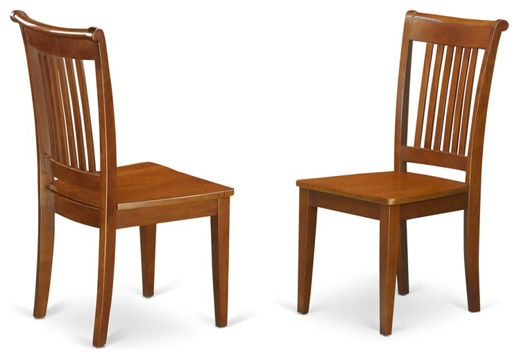 East West Furniture Portland 11" Wood Dining Chairs in Saddle Brown