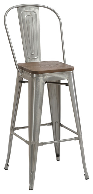 30 Metal Antique Bar Stool Chair High Back Wood Seat Set Of 4 30 Metal Antique Bar Stool Chair High Back Wood Seat