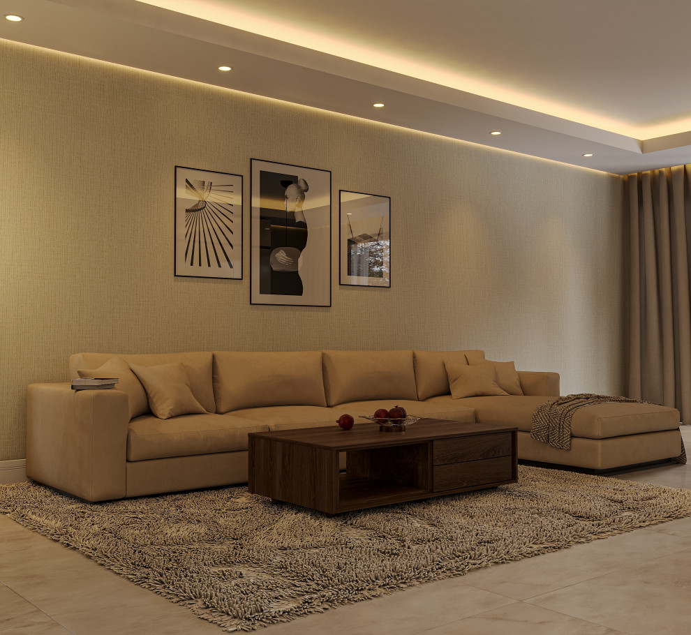 Визуализация гостиной-кухни в современном стиле