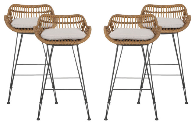 Wicker Bar Stool Set Flash S 57, Dale Wicker Counter Stool With Cushion