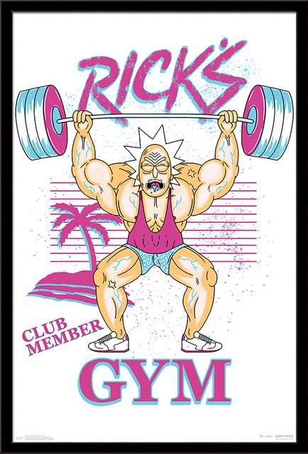 Rick and Morty Rick's Gym Poster, Black Framed Version