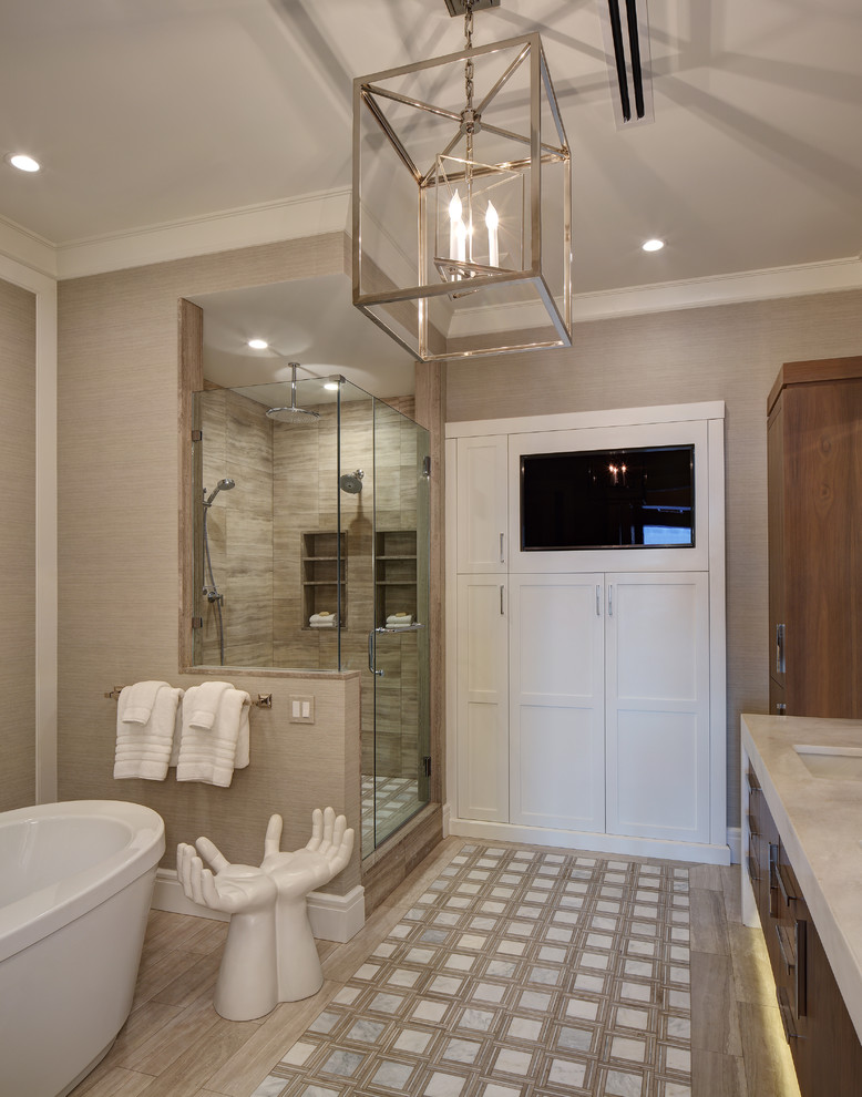 Design ideas for a transitional bathroom in Cleveland.