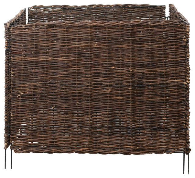 Handwoven Vine and Wire 2Piece Folding Garden Fence, Natural by