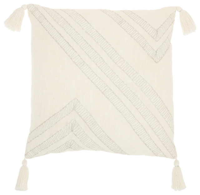 Nourison Home 20"x20" Kathy Ireland Metallic Embroidery Ivory Throw