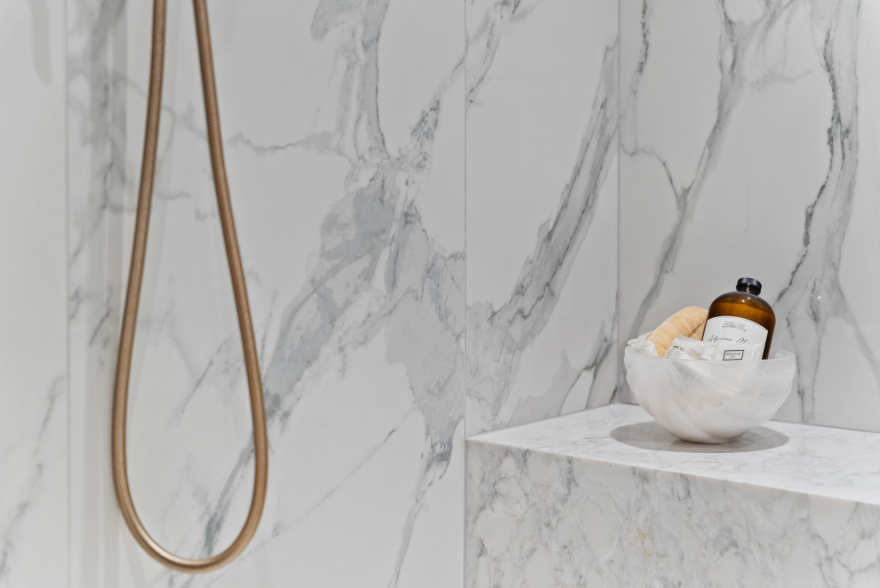 Classic Bathroom with a custom bench | Bathroom Renovation in Pittsburgh