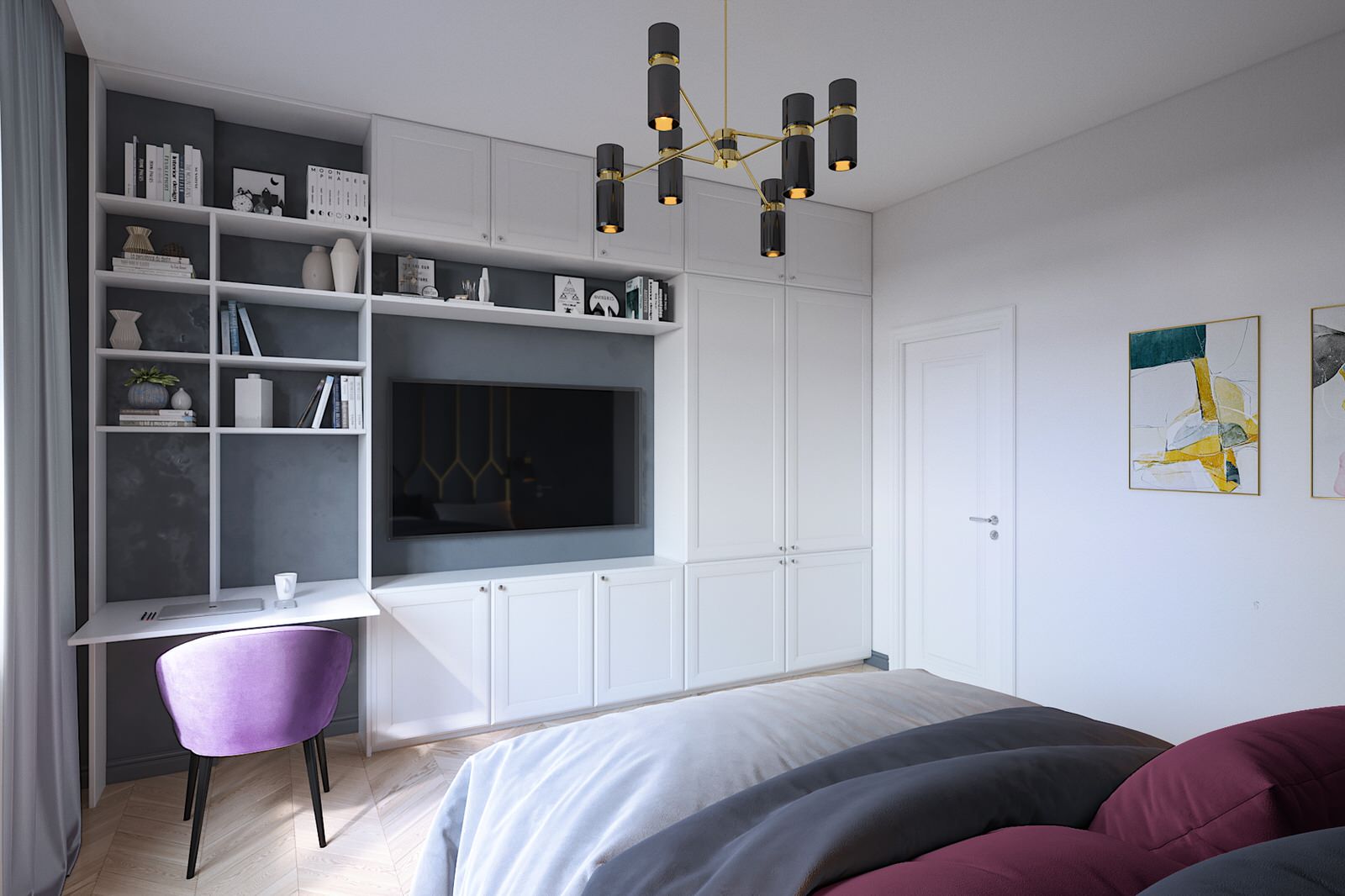 Дизайн квартиры 120 кв.м. в ЖК Донской Олимп: вторая спальня