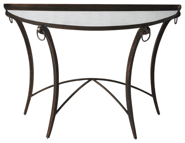 Butler Marilyn Metal Mirrored Demilune Console Table Butler Marilyn Metal Mirrored Demilune Console Table