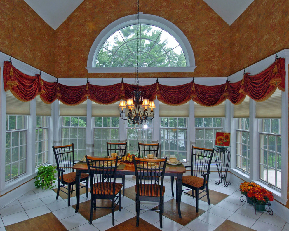 Photo of a large traditional kitchen/dining combo in Boston.