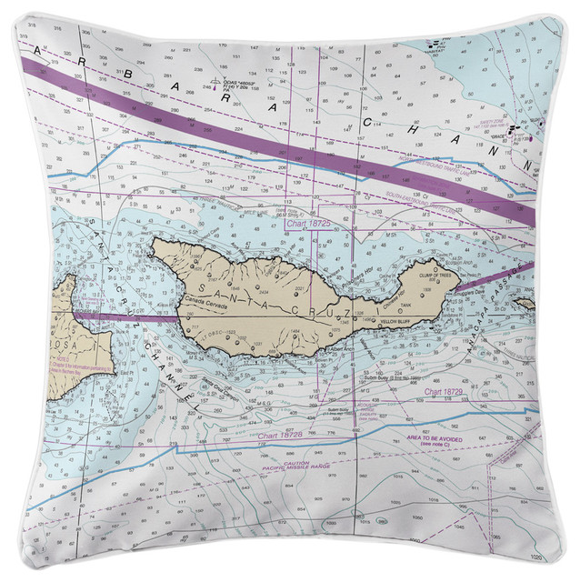 Santa Cruz Island, CA Nautical Chart Pillow