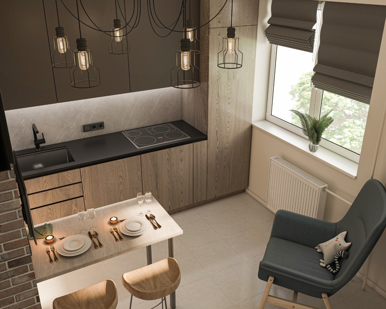 Визуализация кухни вид сверху