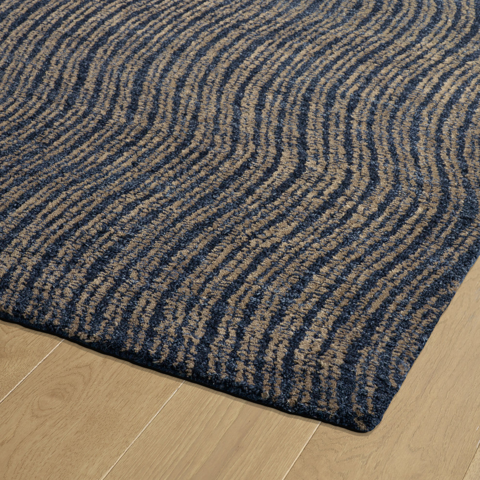 Kaleen Hand-Tufted Textura Wool Rug, Blue, 8'x10'