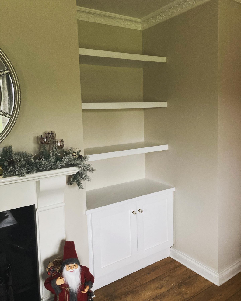 White Alcove unit with floating shelves