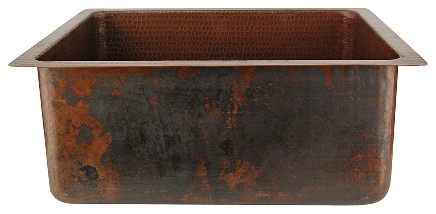 20" Hammered Copper Kitchen/Bar/Prep Single Basin Sink