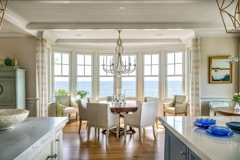 Beach style dining room photo in Boston