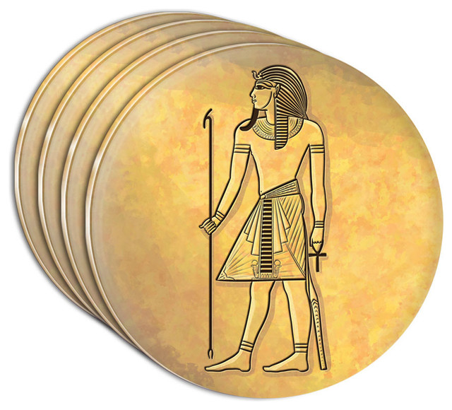 Pharaoh Ancient Egypt Acrylic Coaster, Set of 4 Contemporary