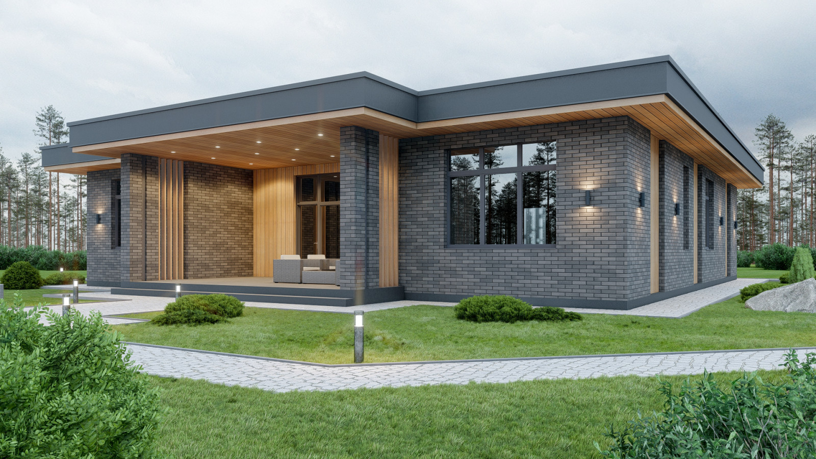 Проект одноэтажного дома в стиле Прерий 230 кв.м