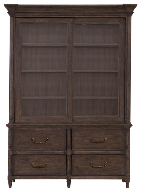 Revival Row Sliding Door Display Cabinet With Storage Drawers