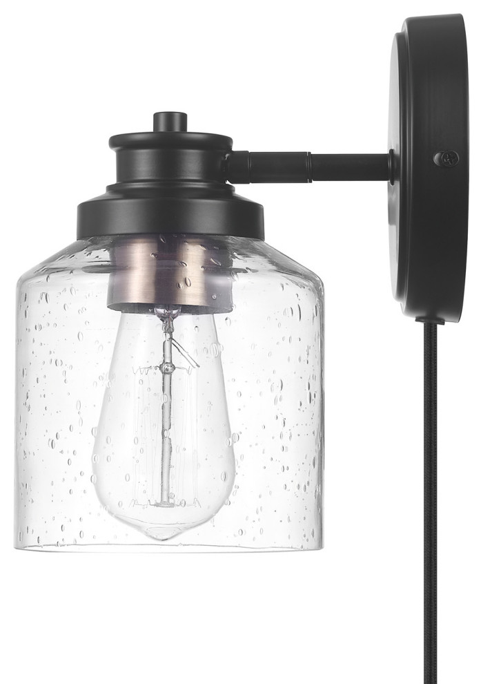 Willow 1Light Matte Black PlugIn or Hardwire Wall Sconce