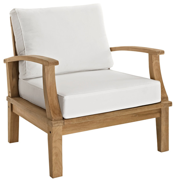 Marina Outdoor Premium Grade A Teak Wood Armchair Natural White