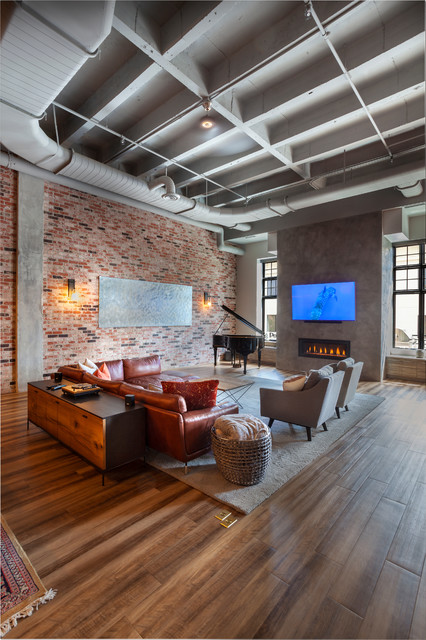 Downtown Condo Remodel industrial-living-room