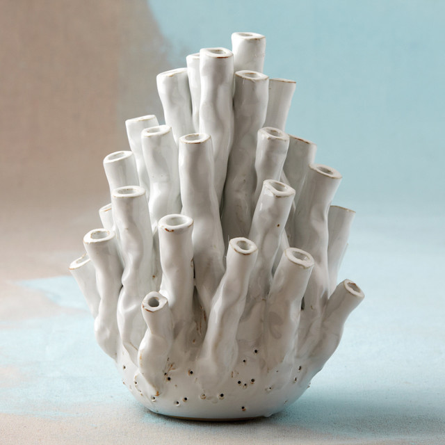 Coral White Porcelain Vase - Beach Style - Vases - san francisco - by ...