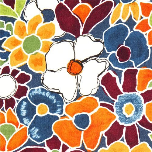 Michael Miller fabric colourful flowers by Laura Gunn
