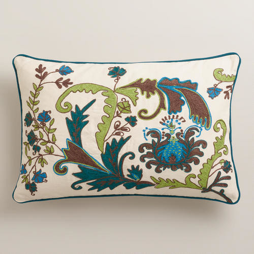 Teal and Calla Green Scottish Mist Lumbar Pillow