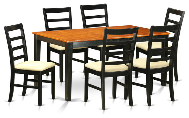 Bradley Dining Table Set Black And Cherry 7 Pieces Microfiber Bradley Dining Table Set Black And Cherry 7 Pieces Microfiber