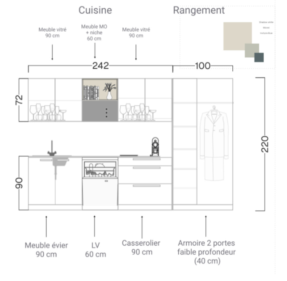 Kitchenette studio Sanary agencement sur mesure