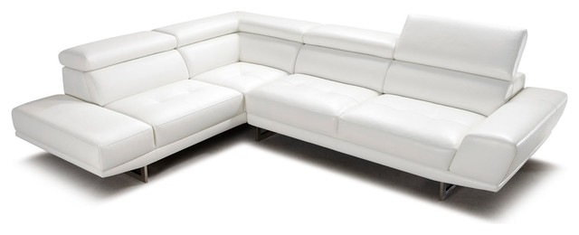 Posh White Top Grain Leather Modern Corner Sectional Sofa Posh White Top Grain Leather Modern Corner Sectional Sofa Left Chaise