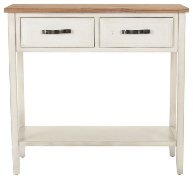 Safavieh Mindy Elm and Poplar Wood Console in White Farmhouse