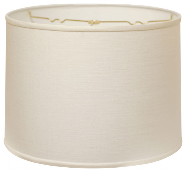 14" White Throwback Drum Linen Lampshade